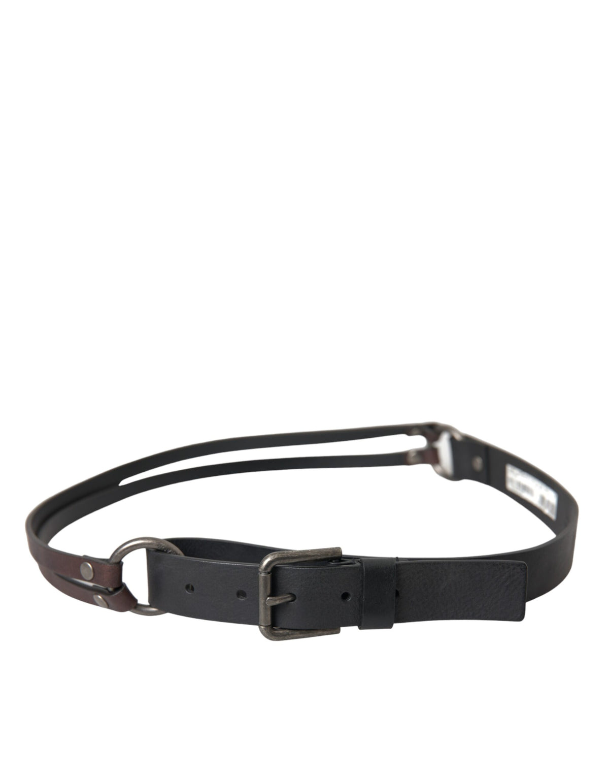 Ceinture Dolce &amp; Gabbana en cuir noir et marron avec boucle en métal argenté