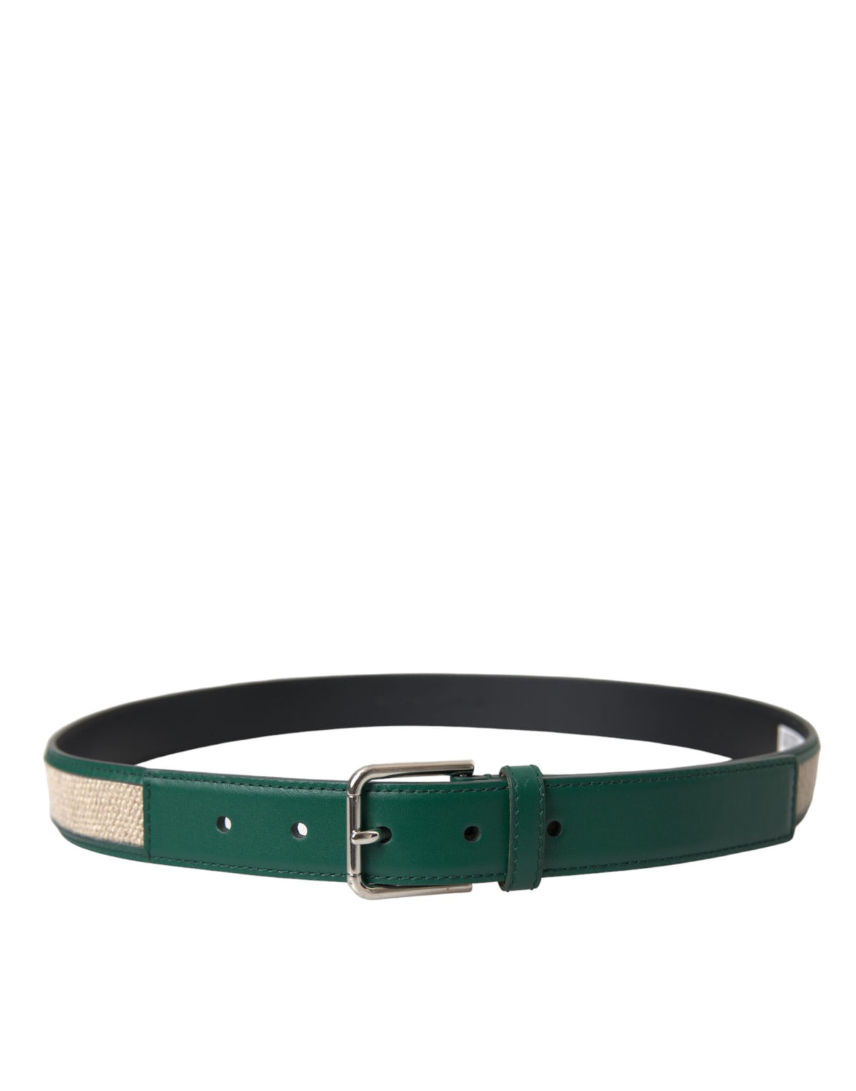 Ceinture en cuir tressé vert beige avec boucle en métal Dolce &amp; Gabbana