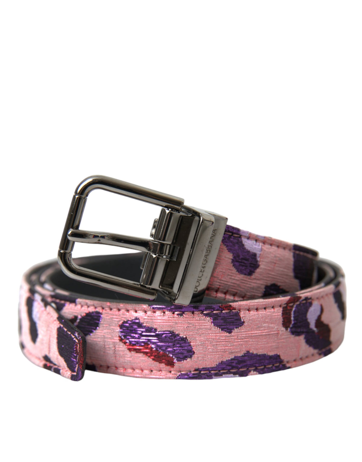 Ceinture en cuir jacquard multicolore avec boucle en métal Dolce &amp; Gabbana