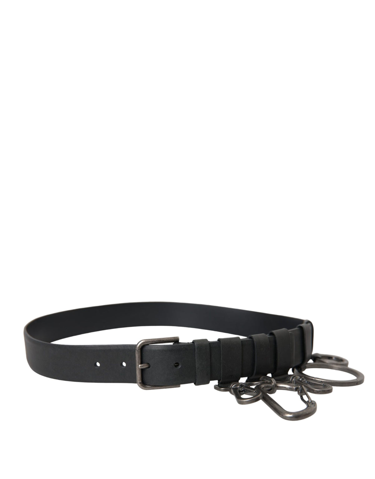 Ceinture Dolce &amp; Gabbana en cuir de veau noir avec boucle en métal argenté