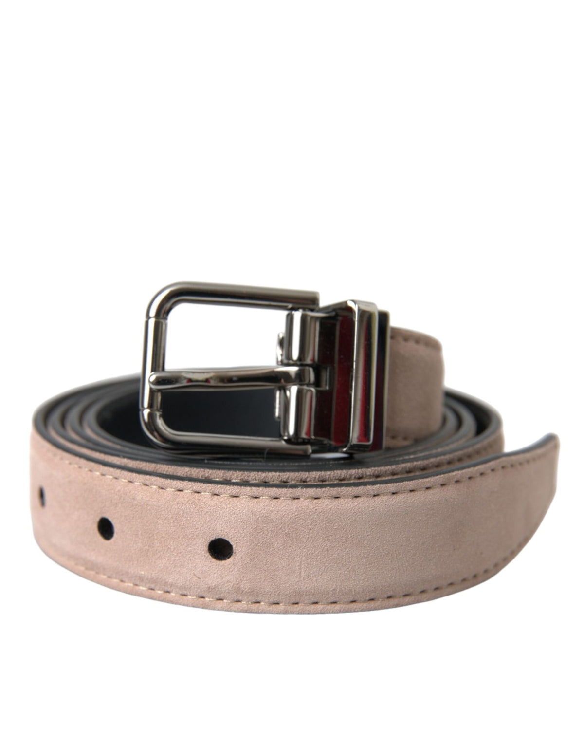 Ceinture Dolce &amp; Gabbana en cuir suédé beige avec boucle argentée pour homme