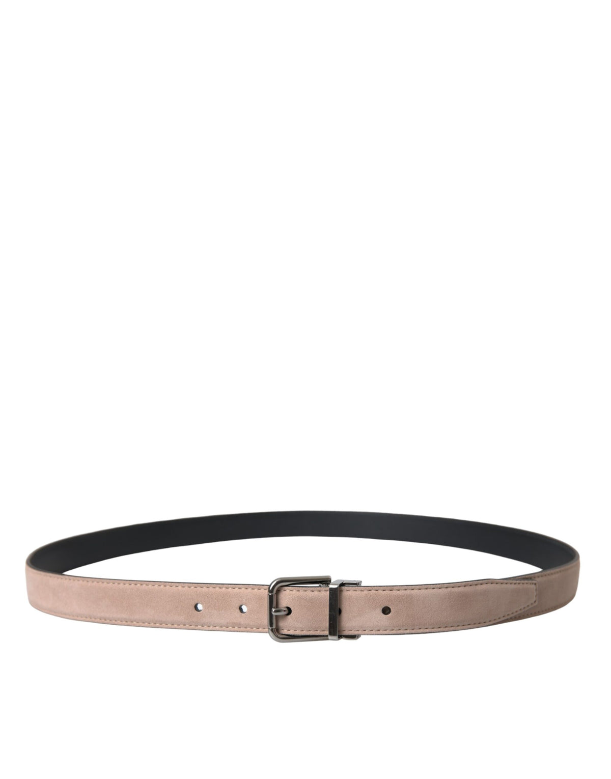 Ceinture Dolce &amp; Gabbana en cuir suédé beige avec boucle argentée pour homme