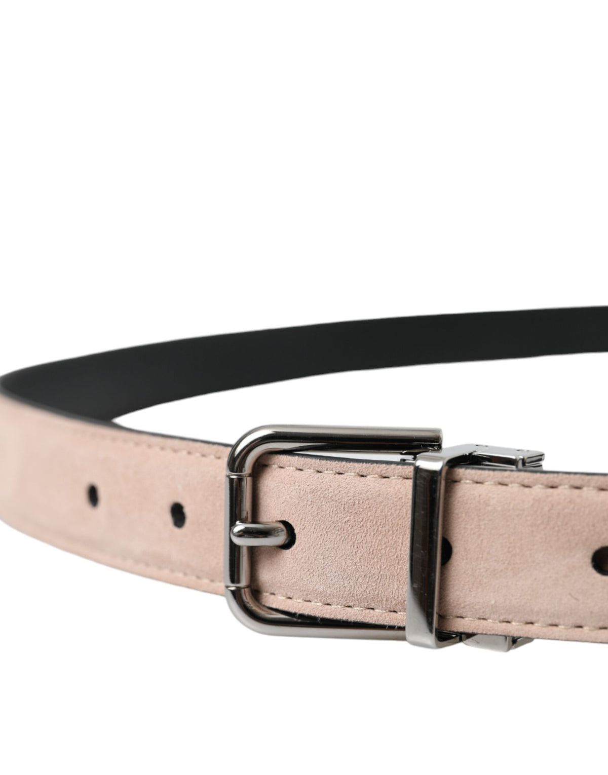 Ceinture Dolce &amp; Gabbana en cuir suédé beige avec boucle argentée pour homme