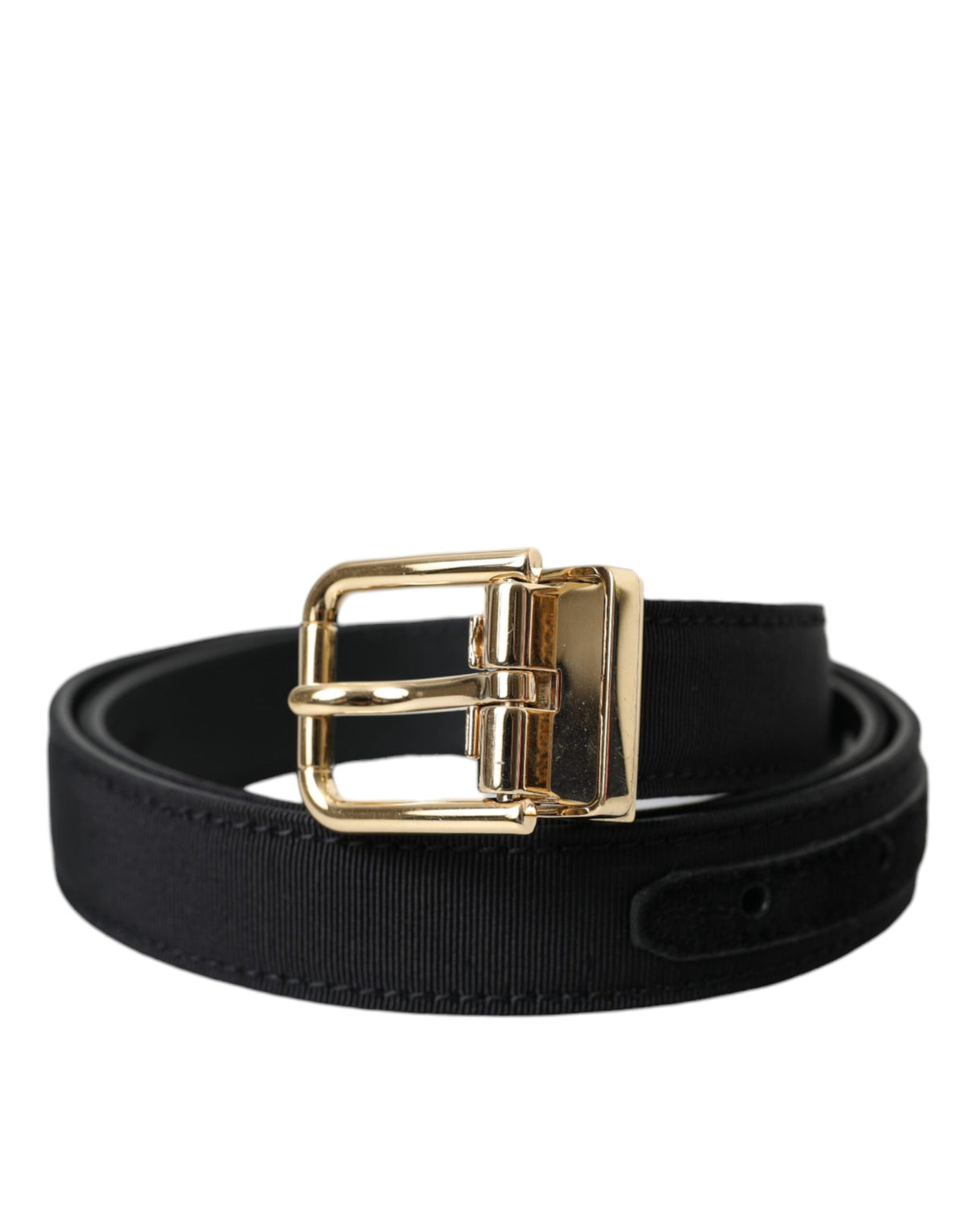 Ceinture Dolce &amp; Gabbana en gros-grain noir avec boucle en métal doré pour homme