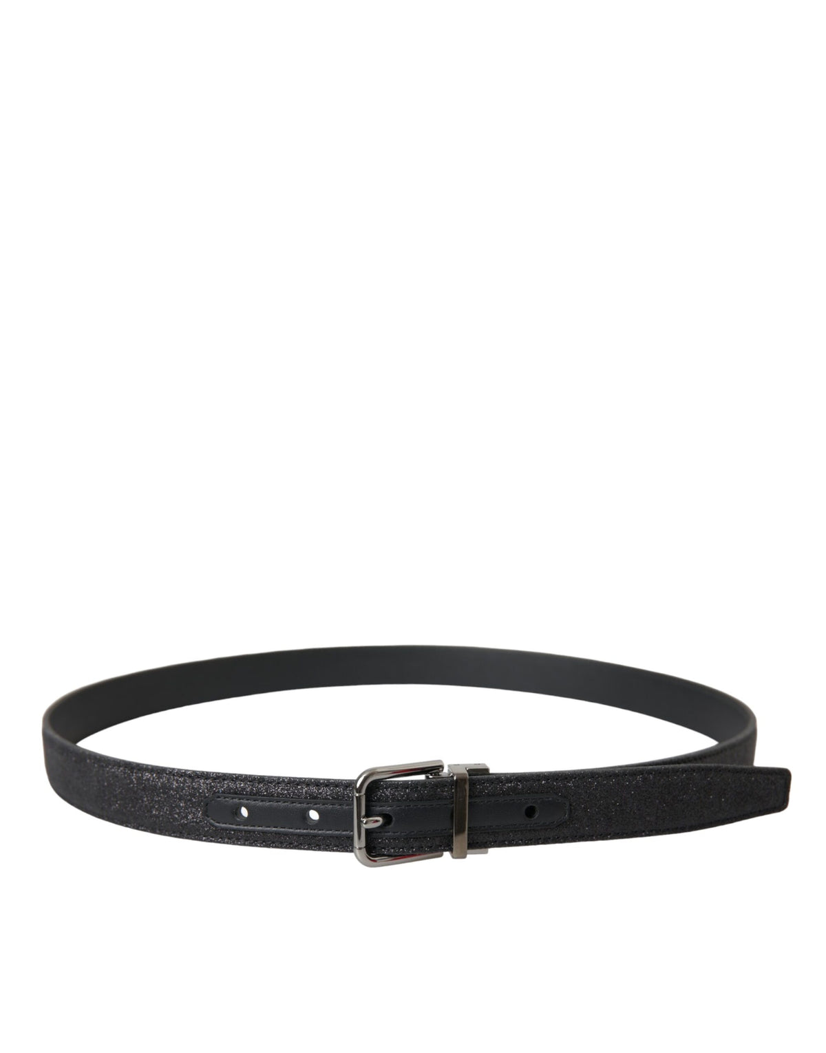 Ceinture en cuir pailleté noir avec boucle argentée Dolce &amp; Gabbana