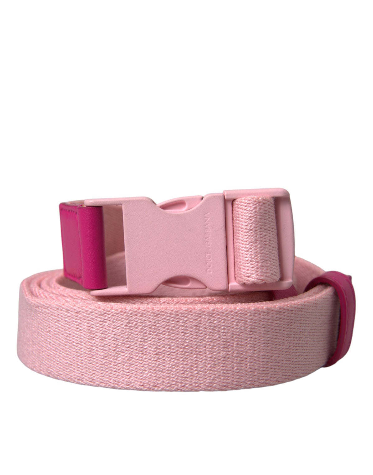 Ceinture en toile extensible rose Dolce &amp; Gabbana pour femme avec boucle en plastique