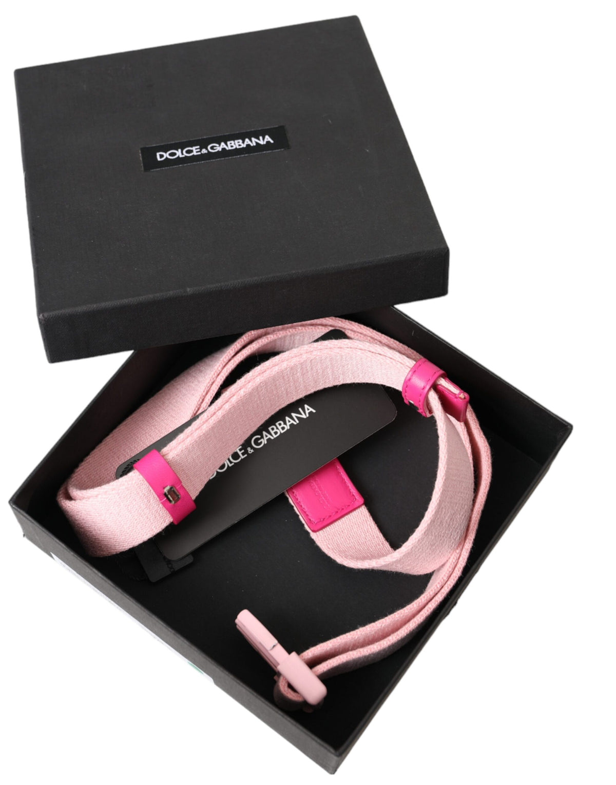 Ceinture en toile extensible rose Dolce &amp; Gabbana pour femme avec boucle en plastique