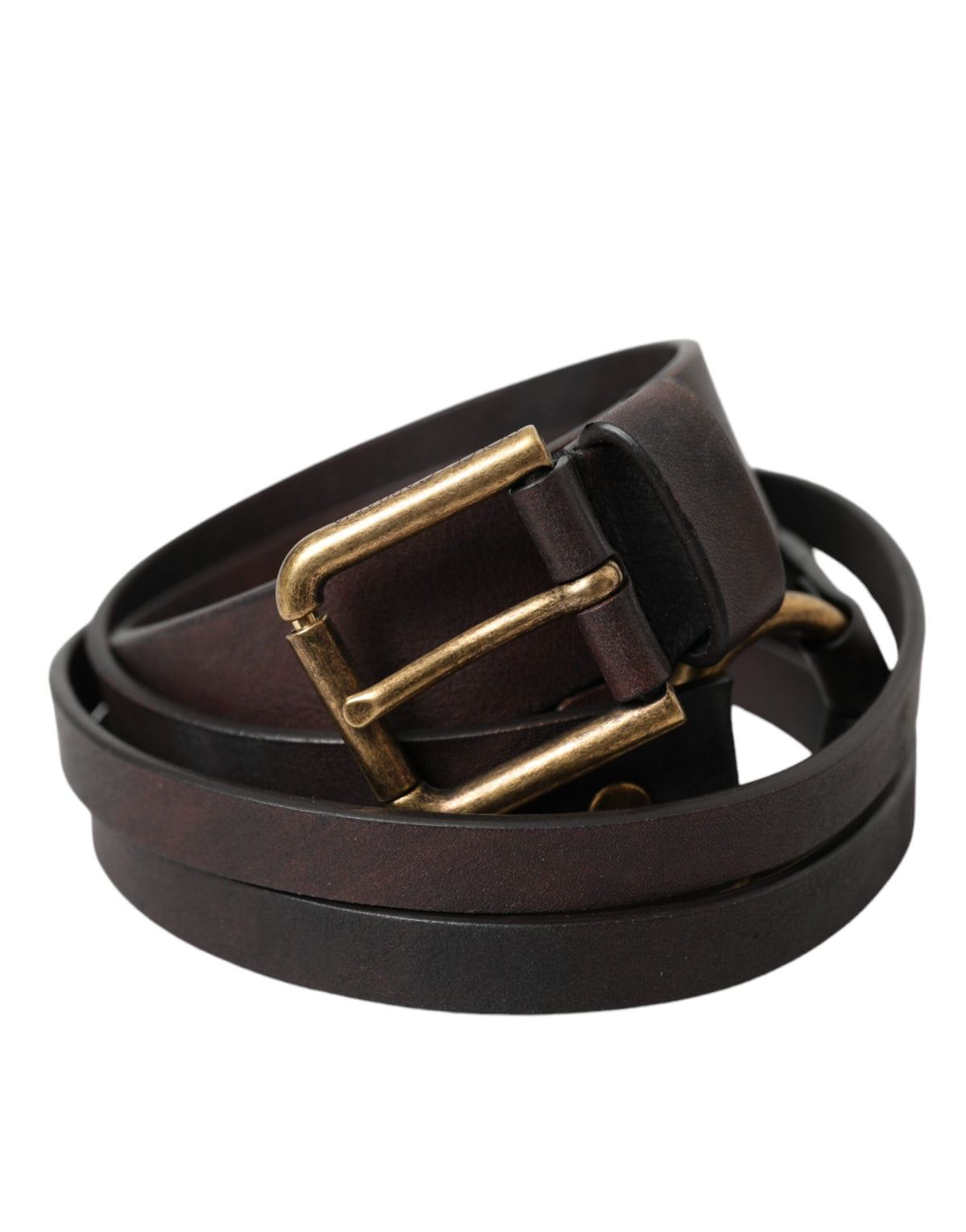 Ceinture Dolce &amp; Gabbana en cuir marron foncé avec boucle en métal doré pour femme