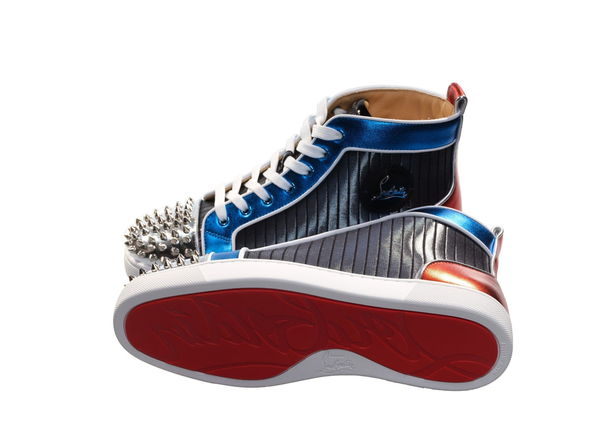 Baskets montantes plates en cuir multicolore Louis Spikes Orlato de Christian Louboutin