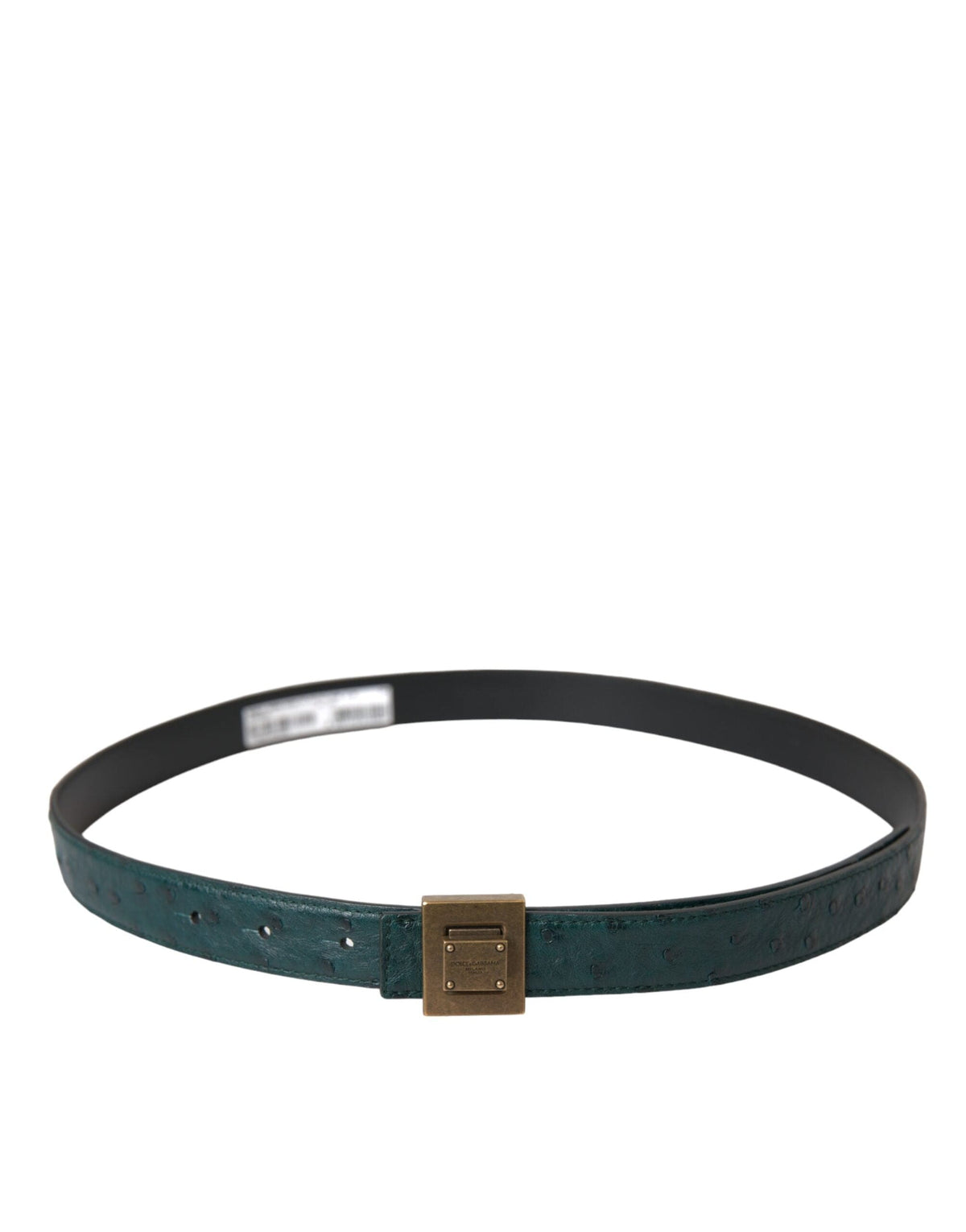 Ceinture en cuir vert foncé avec boucle carrée en métal Dolce &amp; Gabbana