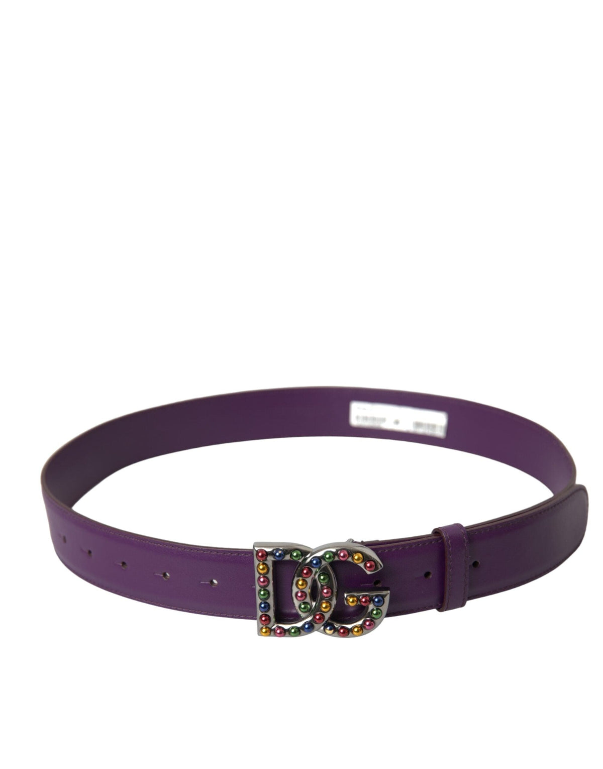 Ceinture en cuir violet Dolce &amp; Gabbana avec boucle en métal et logo DG