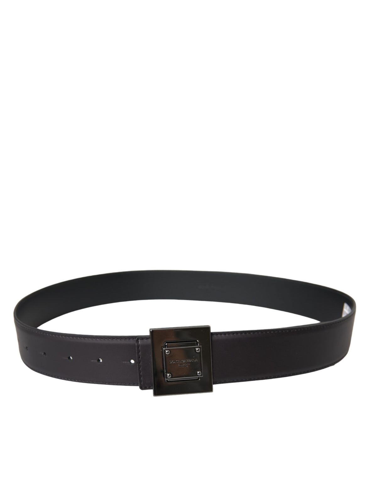 Ceinture en cuir de veau noir Dolce &amp; Gabbana avec boucle carrée en métal