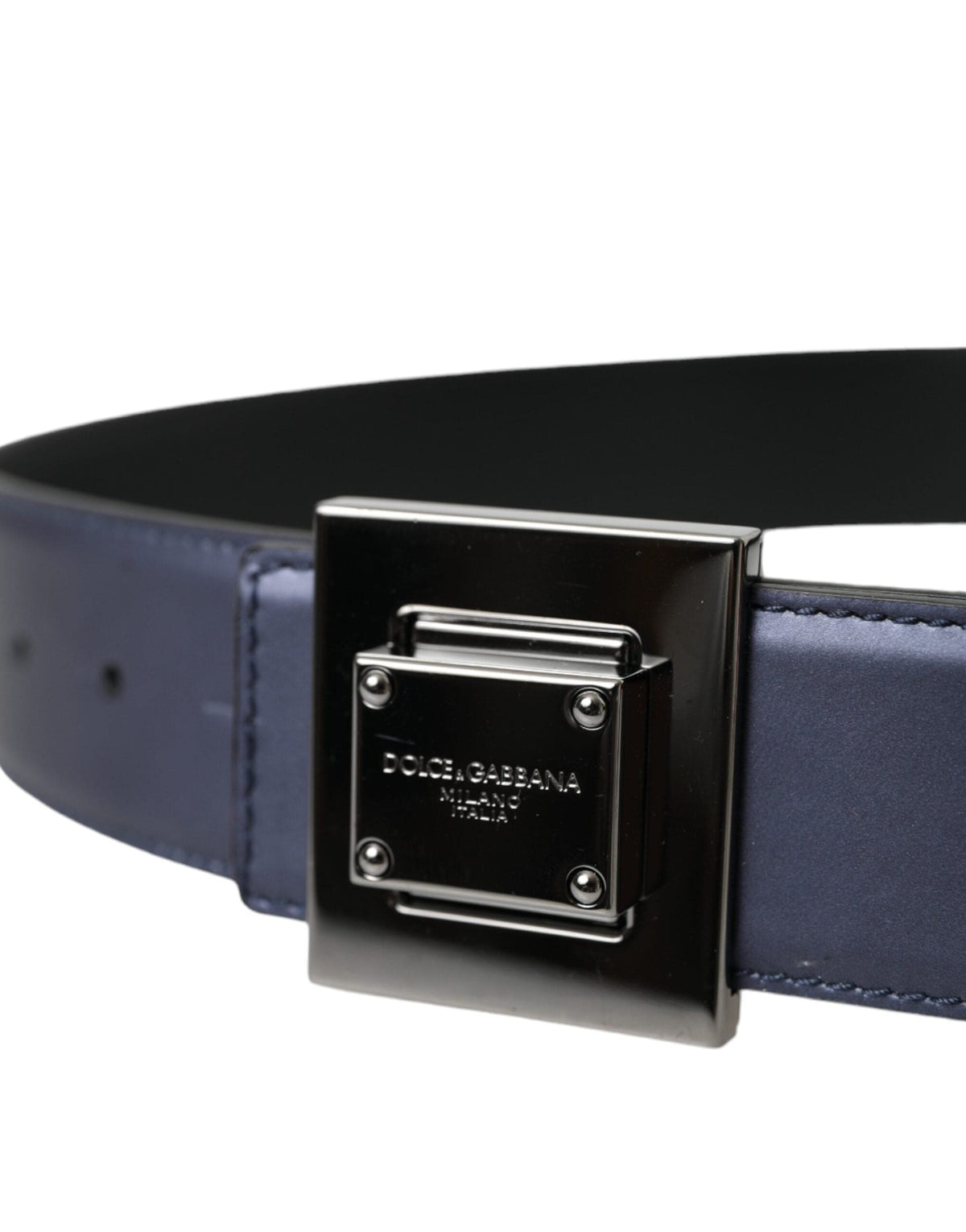 Ceinture en cuir bleu avec boucle carrée en métal Dolce &amp; Gabbana