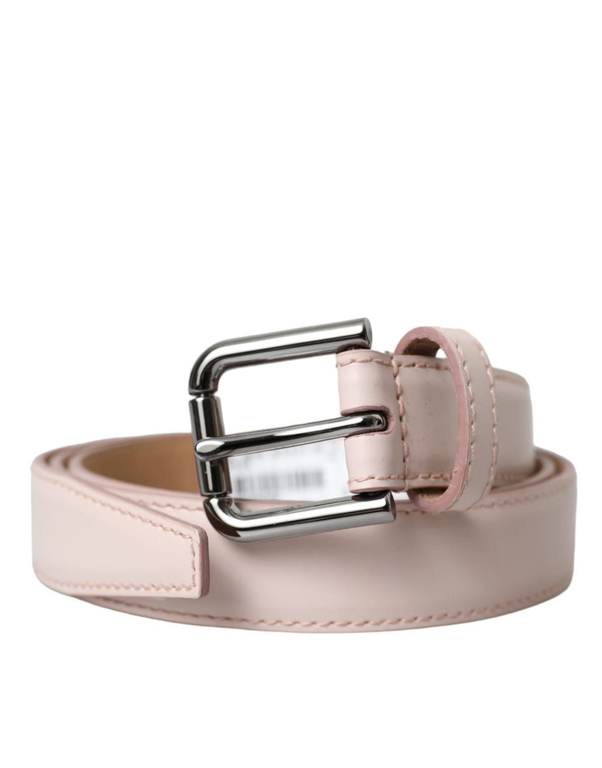 Ceinture Dolce &amp; Gabbana en cuir rose clair avec boucle en métal argenté