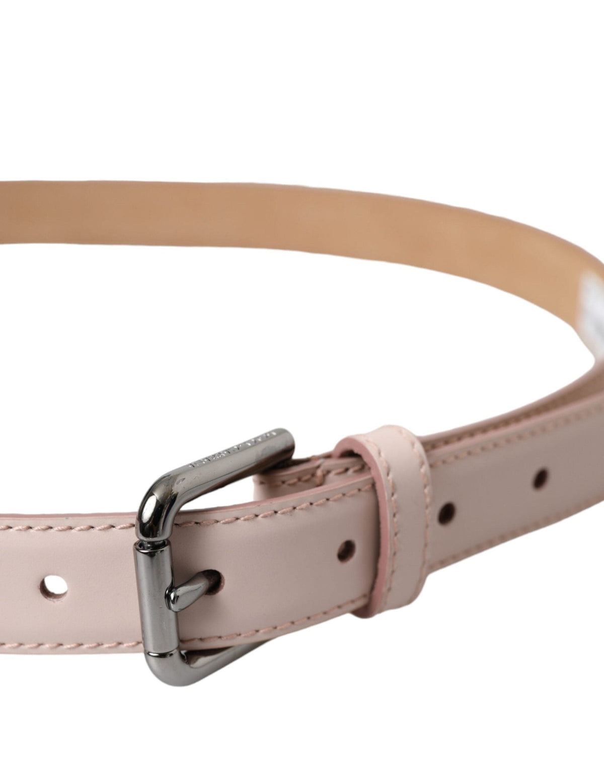 Ceinture Dolce &amp; Gabbana en cuir rose clair avec boucle en métal argenté