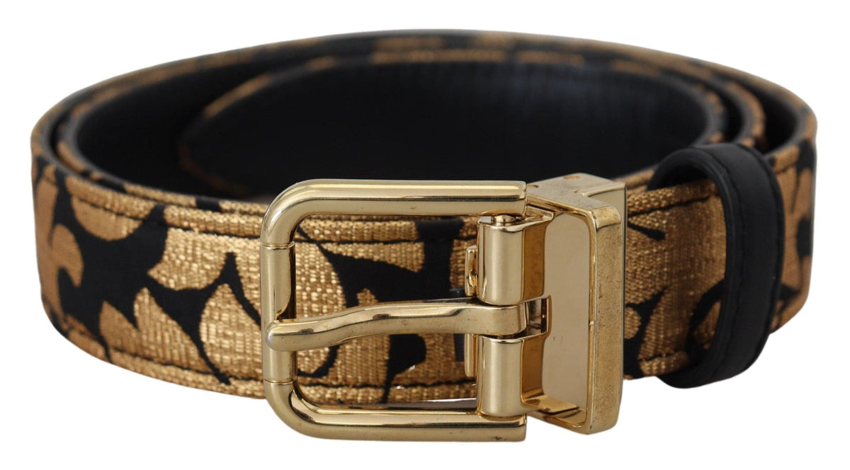 Dolce & Gabbana Multicolor Jacquard Leather Logo Buckle Belt