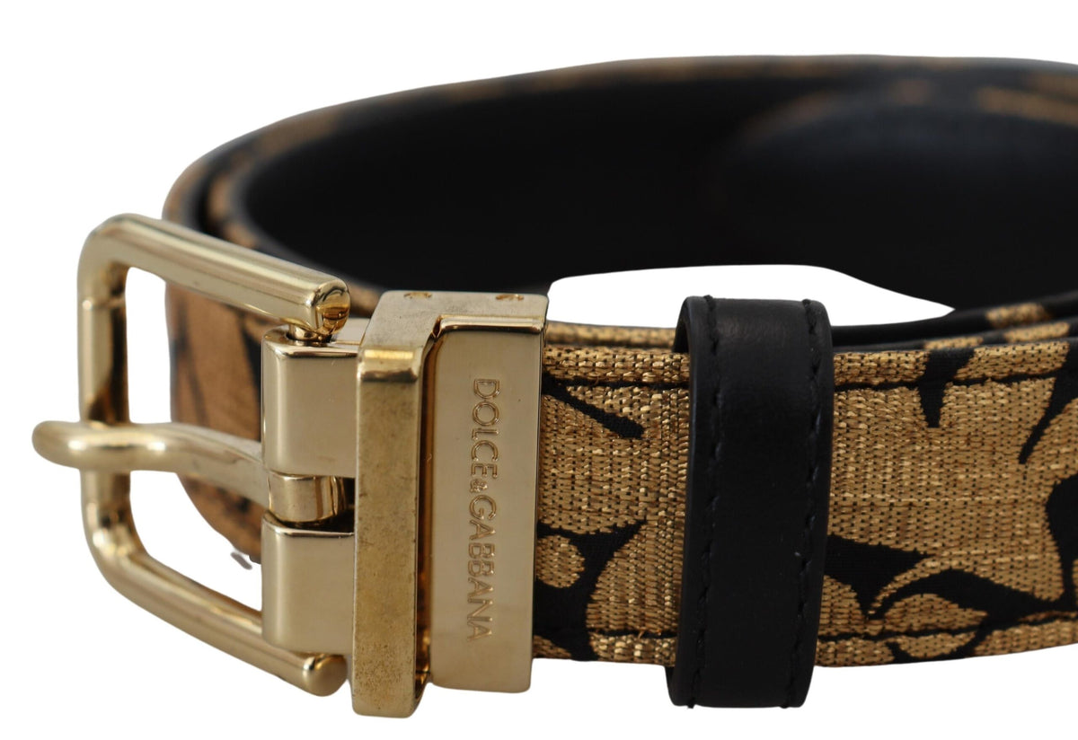 Ceinture à boucle logo en cuir jacquard multicolore Dolce &amp; Gabbana