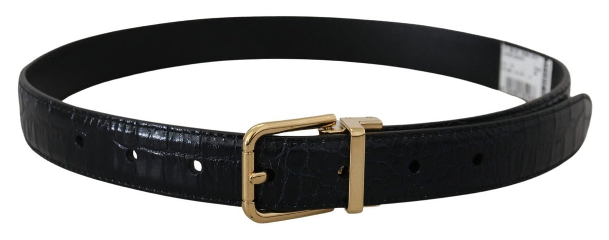 Ceinture en cuir exotique noir Dolce &amp; Gabbana avec boucle en métal doré