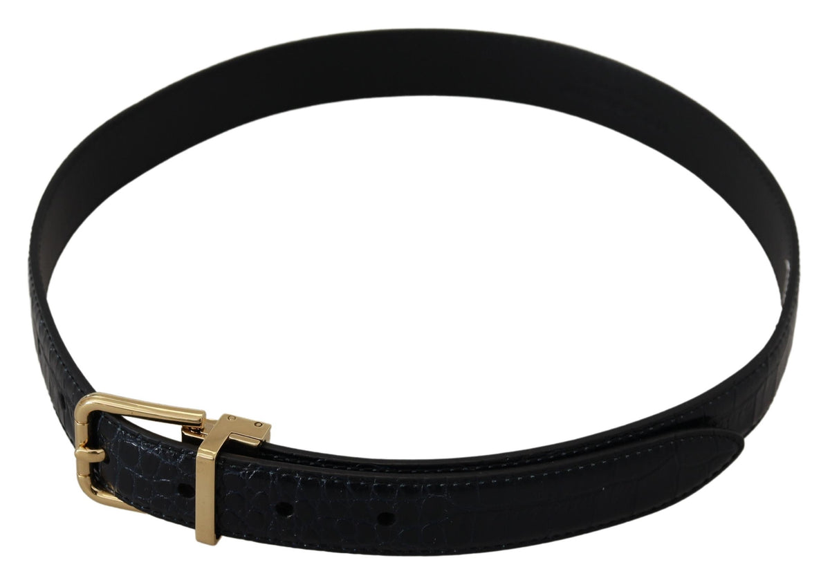 Ceinture en cuir exotique noir Dolce &amp; Gabbana avec boucle en métal doré