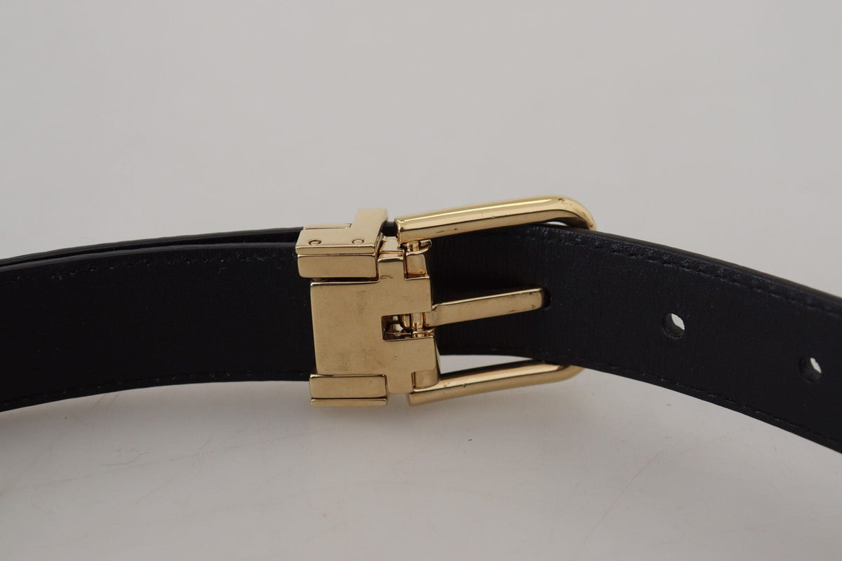 Ceinture en cuir exotique noir Dolce &amp; Gabbana avec boucle en métal doré