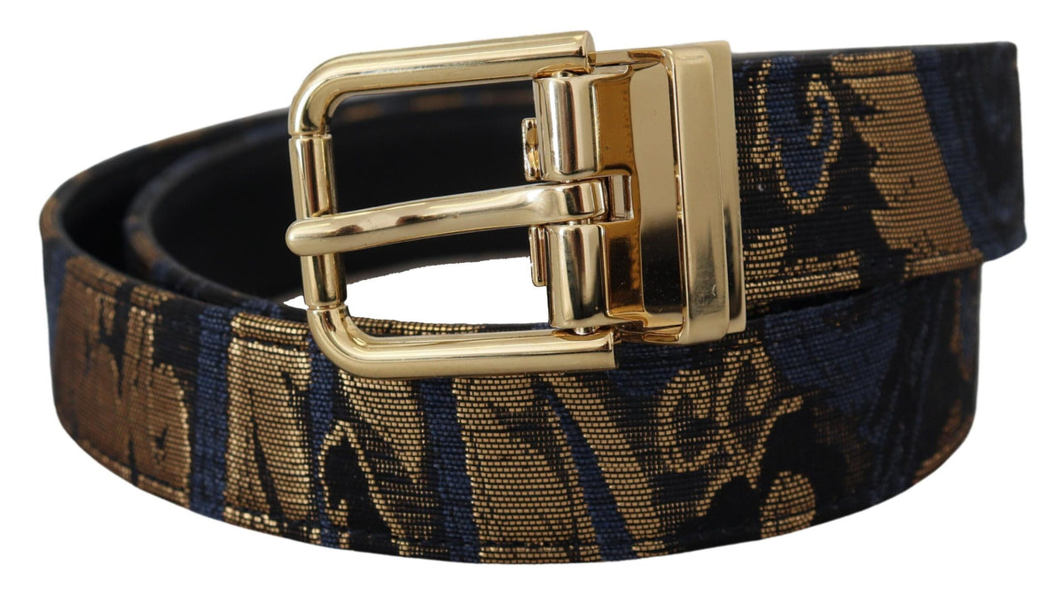 Ceinture à boucle logo en cuir jacquard multicolore Dolce &amp; Gabbana