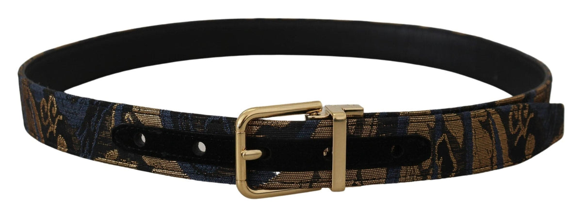 Ceinture à boucle logo en cuir jacquard multicolore Dolce &amp; Gabbana