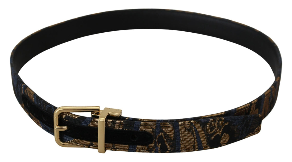 Ceinture à boucle logo en cuir jacquard multicolore Dolce &amp; Gabbana