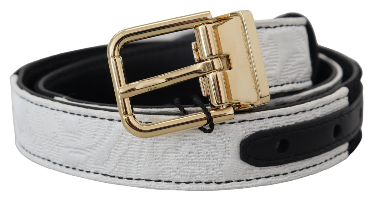 Ceinture Dolce &amp; Gabbana à boucle en métal doré et patchwork blanc et noir