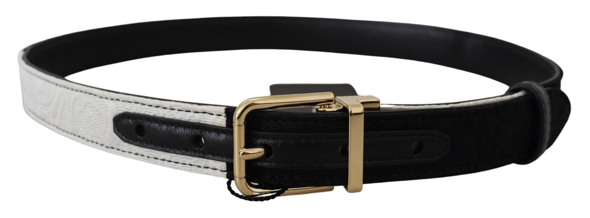 Ceinture Dolce &amp; Gabbana à boucle en métal doré et patchwork blanc et noir