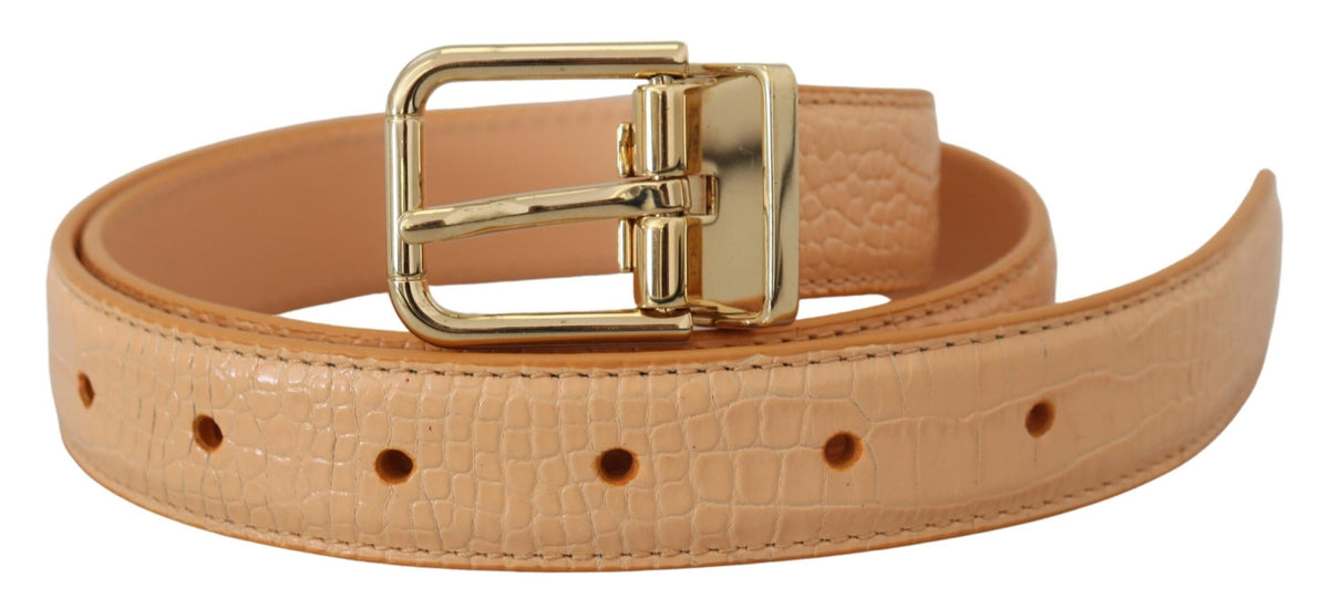 Ceinture Dolce &amp; Gabbana en cuir exotique beige avec boucle en métal doré