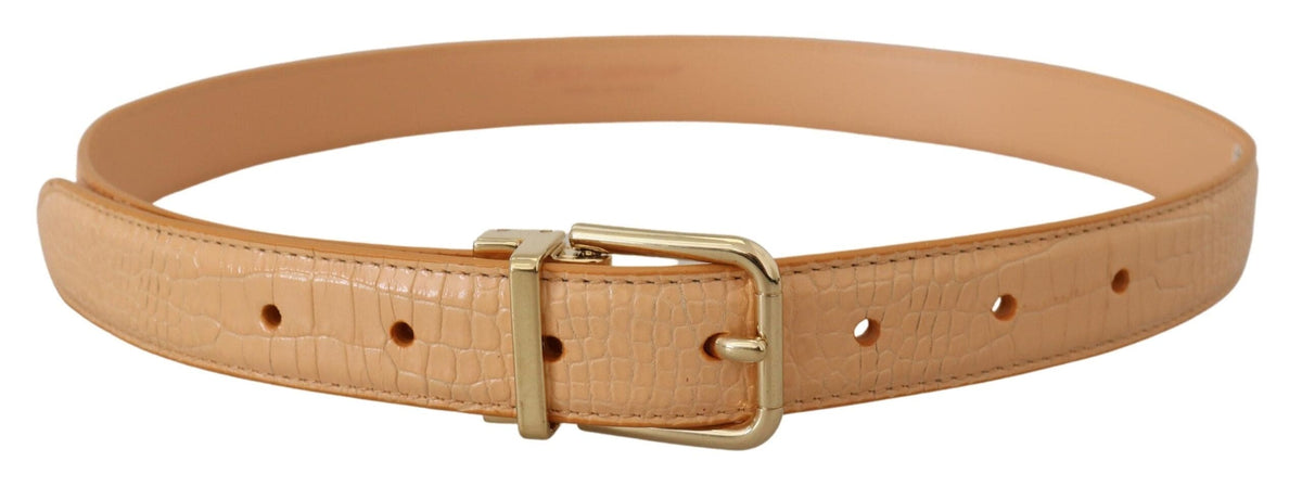 Ceinture Dolce &amp; Gabbana en cuir exotique beige avec boucle en métal doré