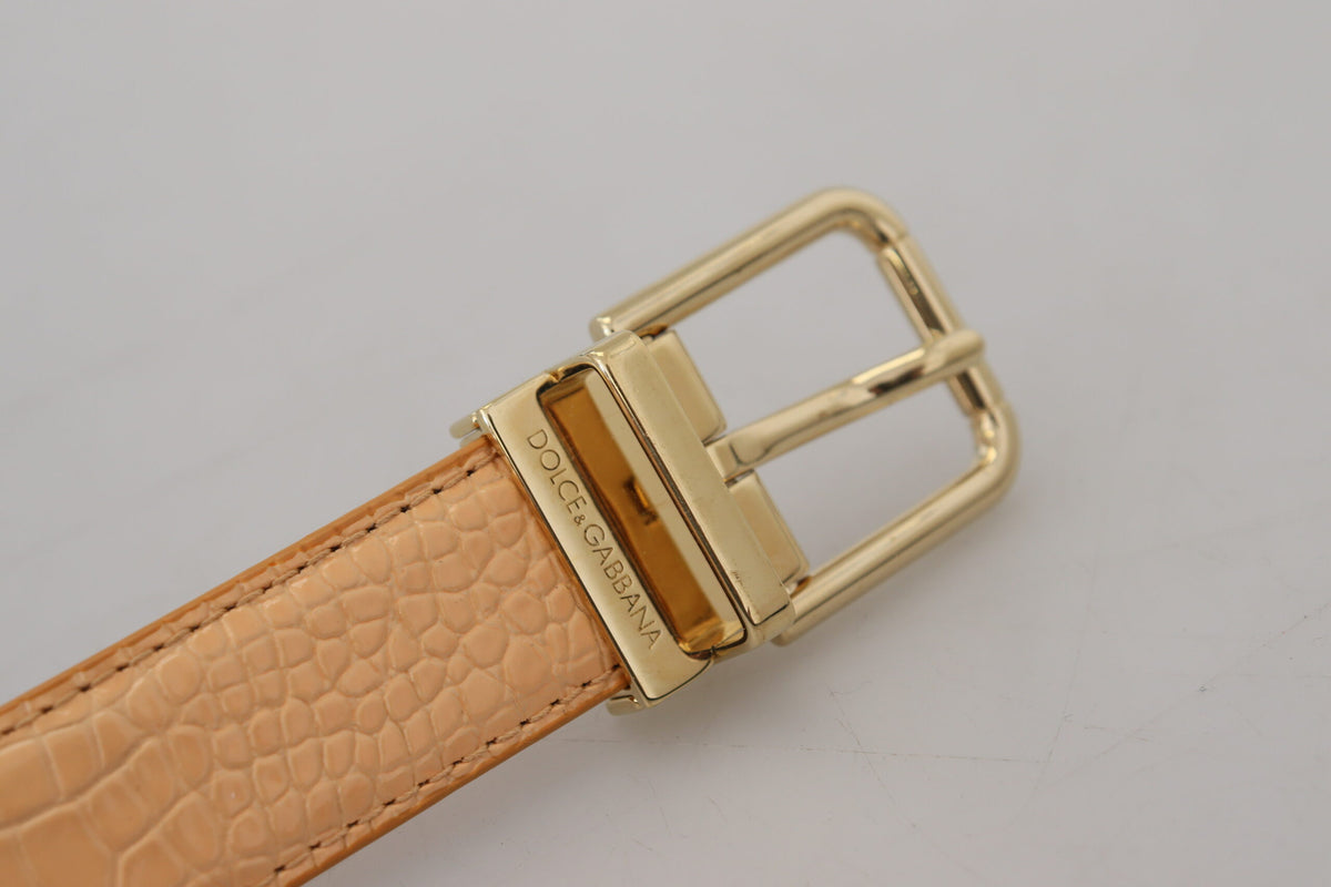 Ceinture Dolce &amp; Gabbana en cuir exotique beige avec boucle en métal doré