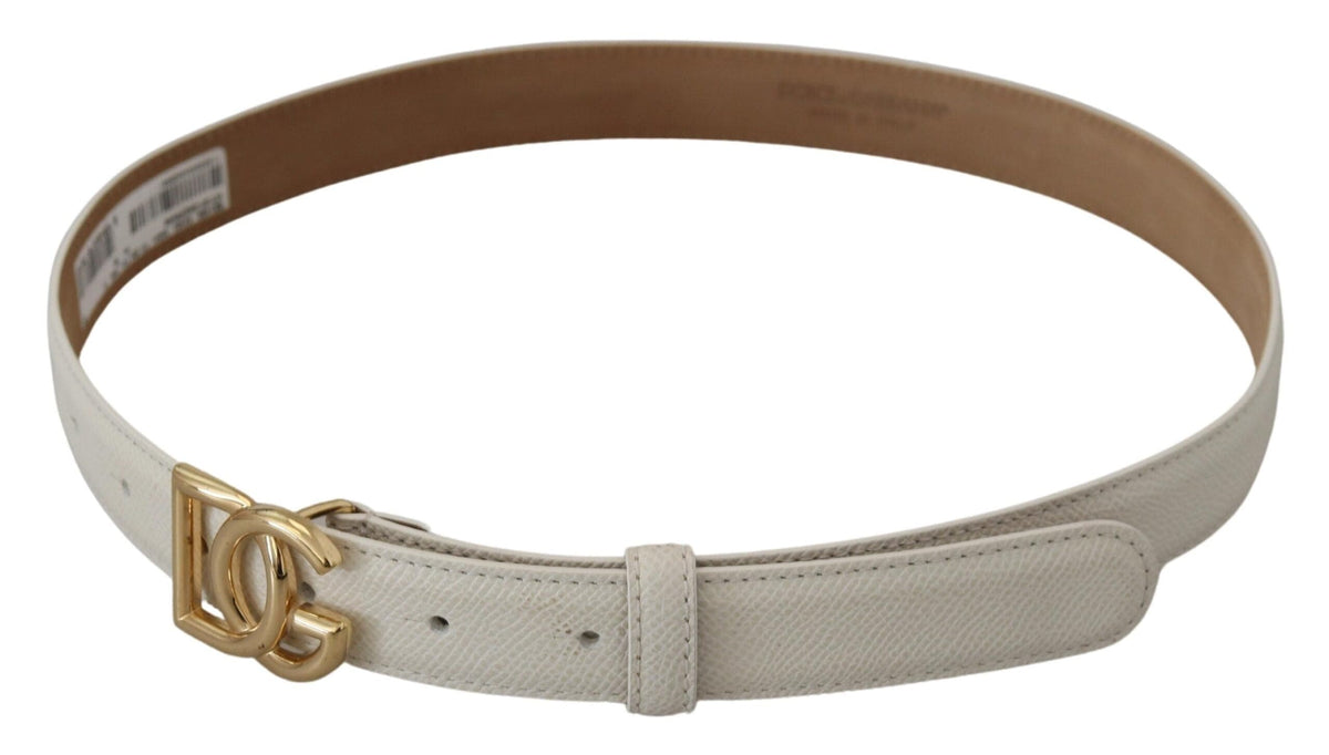 Ceinture en cuir blanc avec boucle dorée DG Logo Dolce &amp; Gabbana pour femme