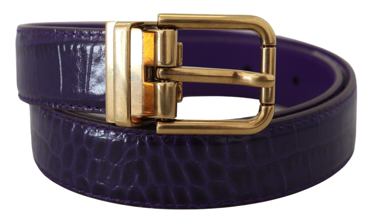 Cinturón con hebilla de metal dorado y piel exótica color morado de Dolce &amp; Gabbana