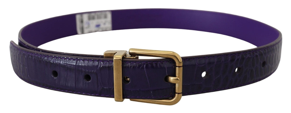 Ceinture en cuir exotique violet Dolce &amp; Gabbana avec boucle en métal doré