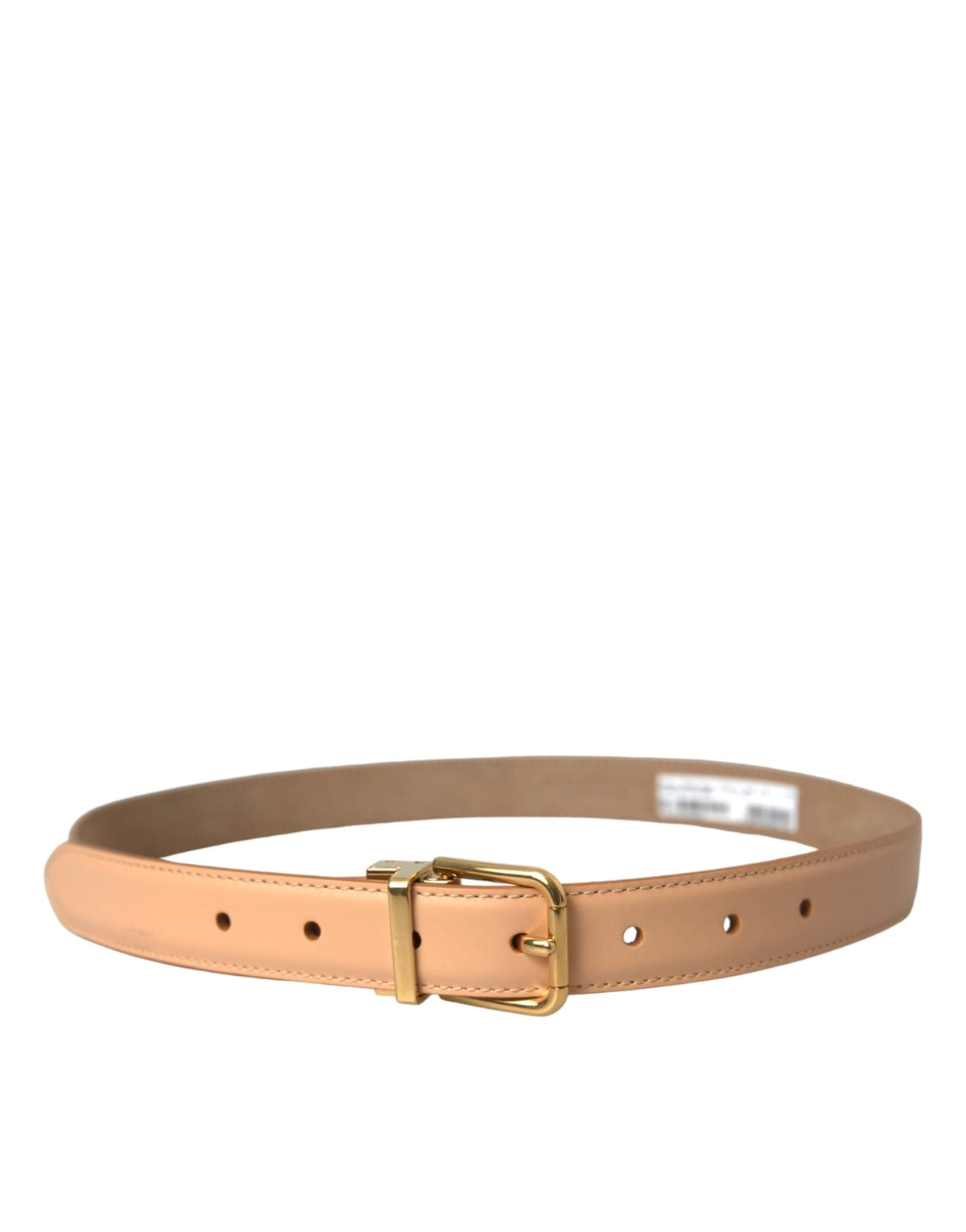 Ceinture Dolce &amp; Gabbana en cuir de veau beige avec boucle en métal doré