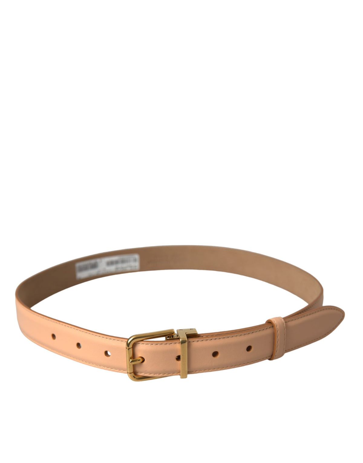 Ceinture Dolce &amp; Gabbana en cuir de veau beige avec boucle en métal doré