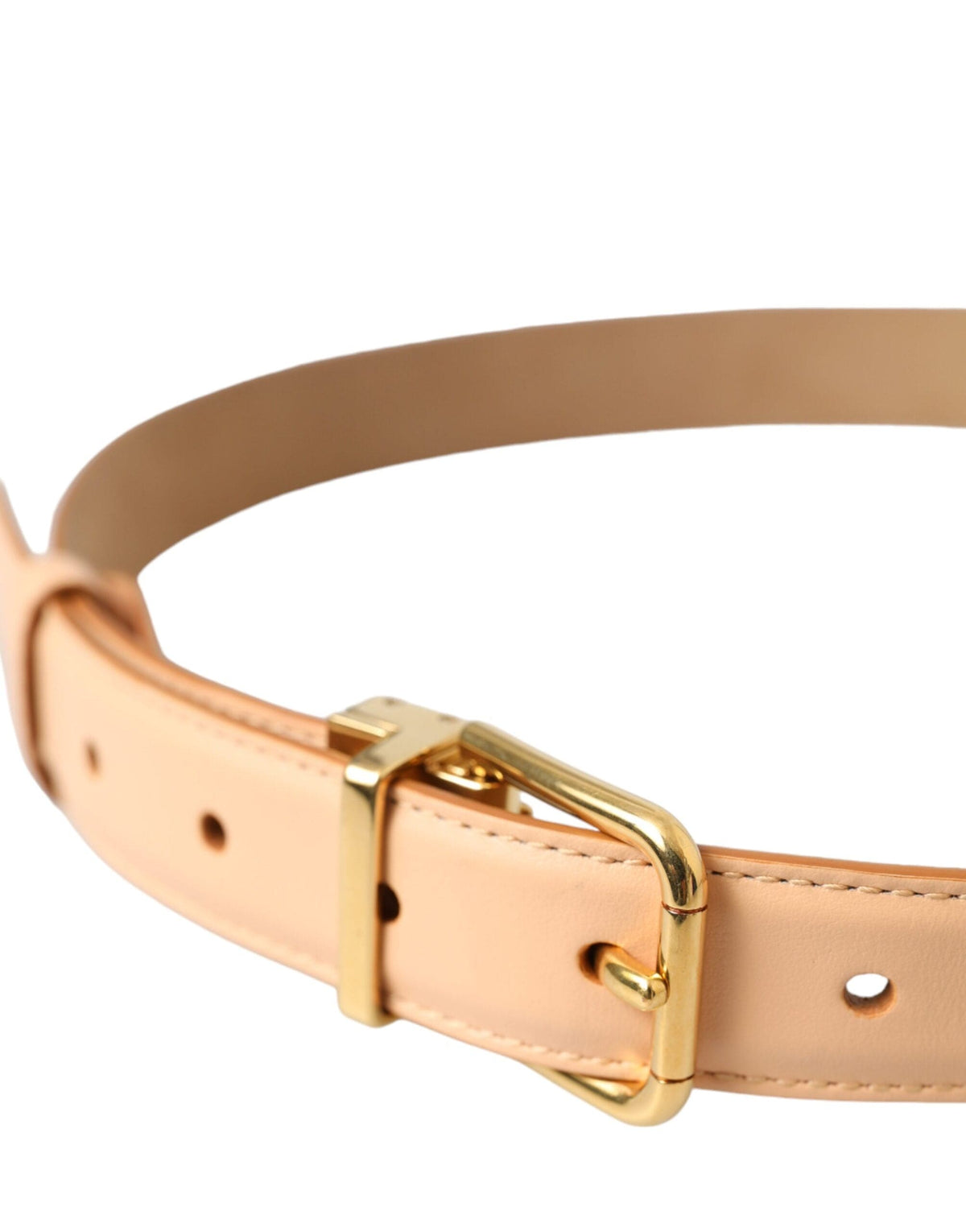 Ceinture Dolce &amp; Gabbana en cuir de veau beige avec boucle en métal doré