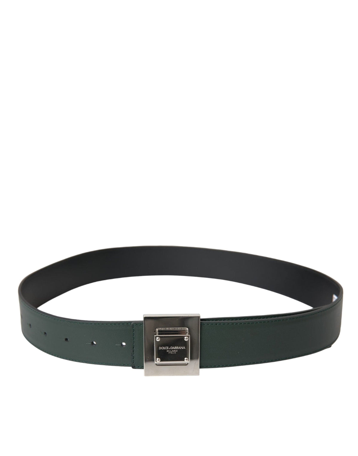 Ceinture en cuir de veau vert Dolce &amp; Gabbana avec boucle carrée en métal