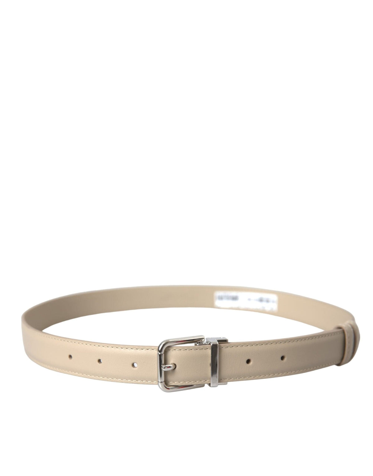 Ceinture Dolce &amp; Gabbana en cuir de veau beige avec boucle en métal argenté