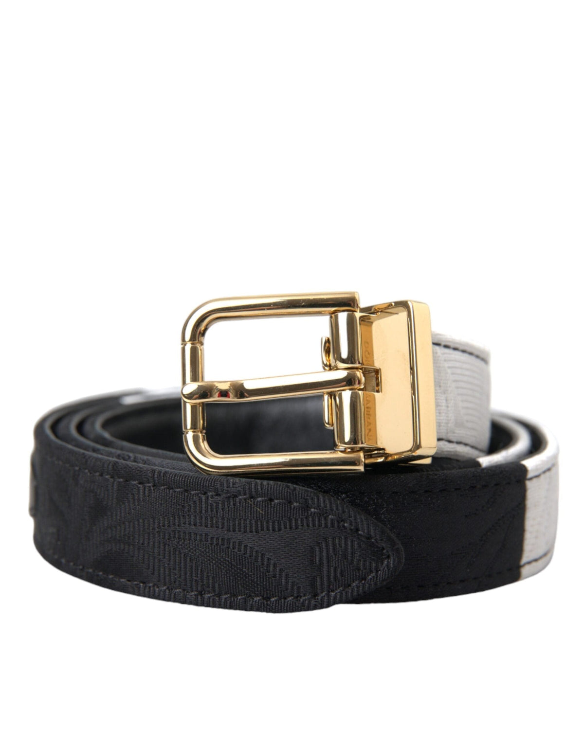 Ceinture Dolce &amp; Gabbana à boucle en métal doré et patchwork noir et blanc