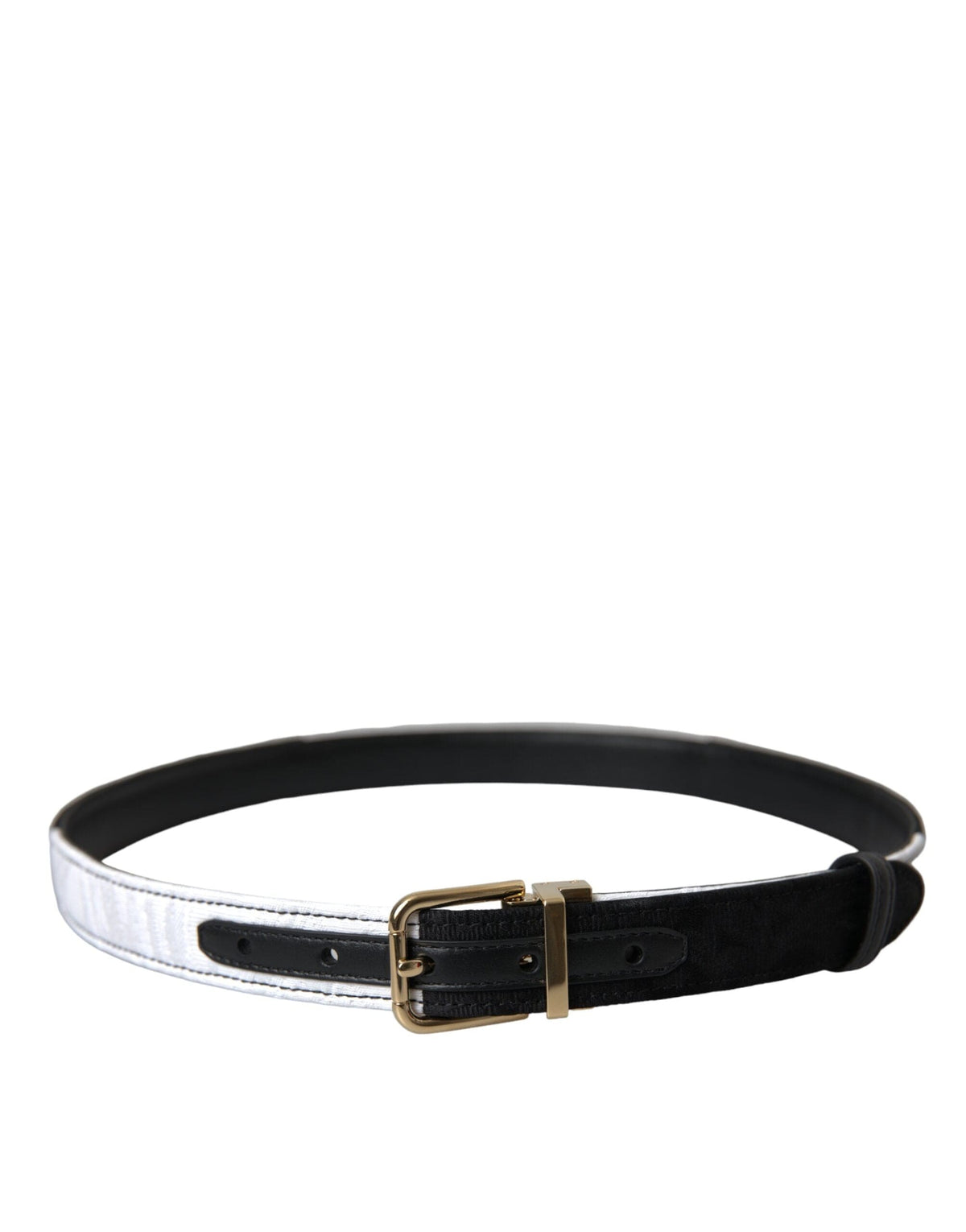 Ceinture Dolce &amp; Gabbana à boucle en métal doré et patchwork noir et blanc