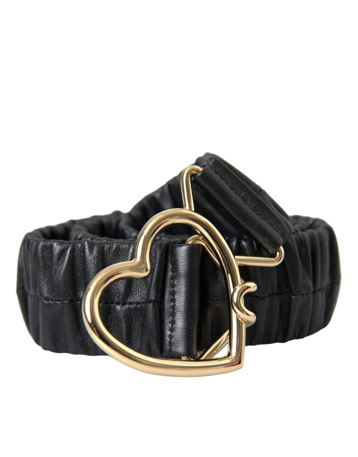 Ceinture en cuir noir avec boucle en métal doré Dolce &amp; Gabbana