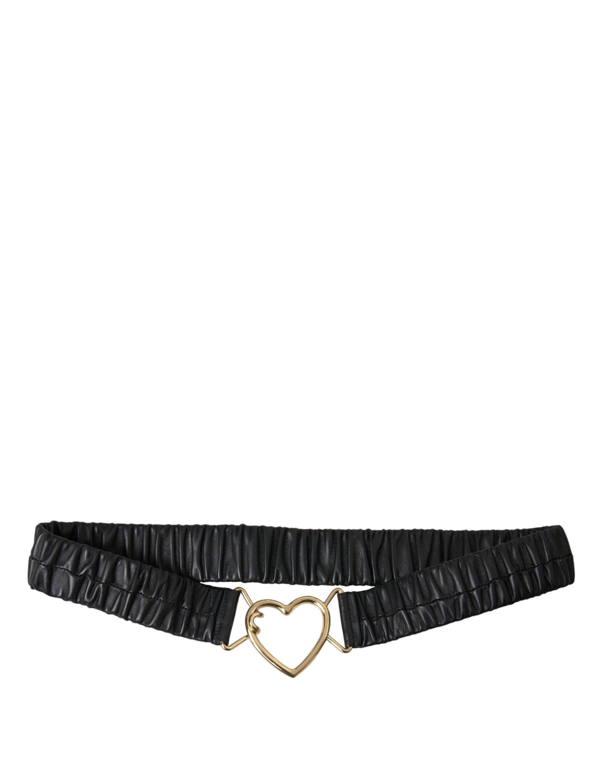 Ceinture en cuir noir avec boucle en métal doré Dolce &amp; Gabbana