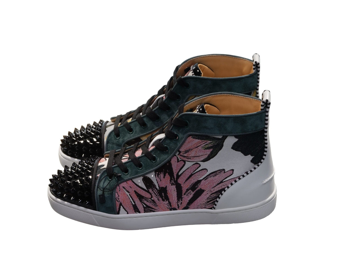 Zapatillas de deporte de caña alta con estampado de tela plana Louis Spikes Orlato de Christian Louboutin