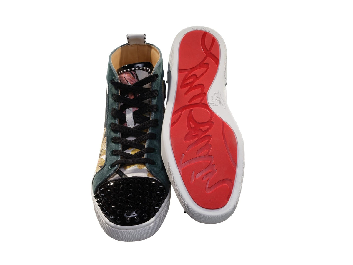 Baskets montantes plates en tissu imprimé Louis Spikes Orlato de Christian Louboutin