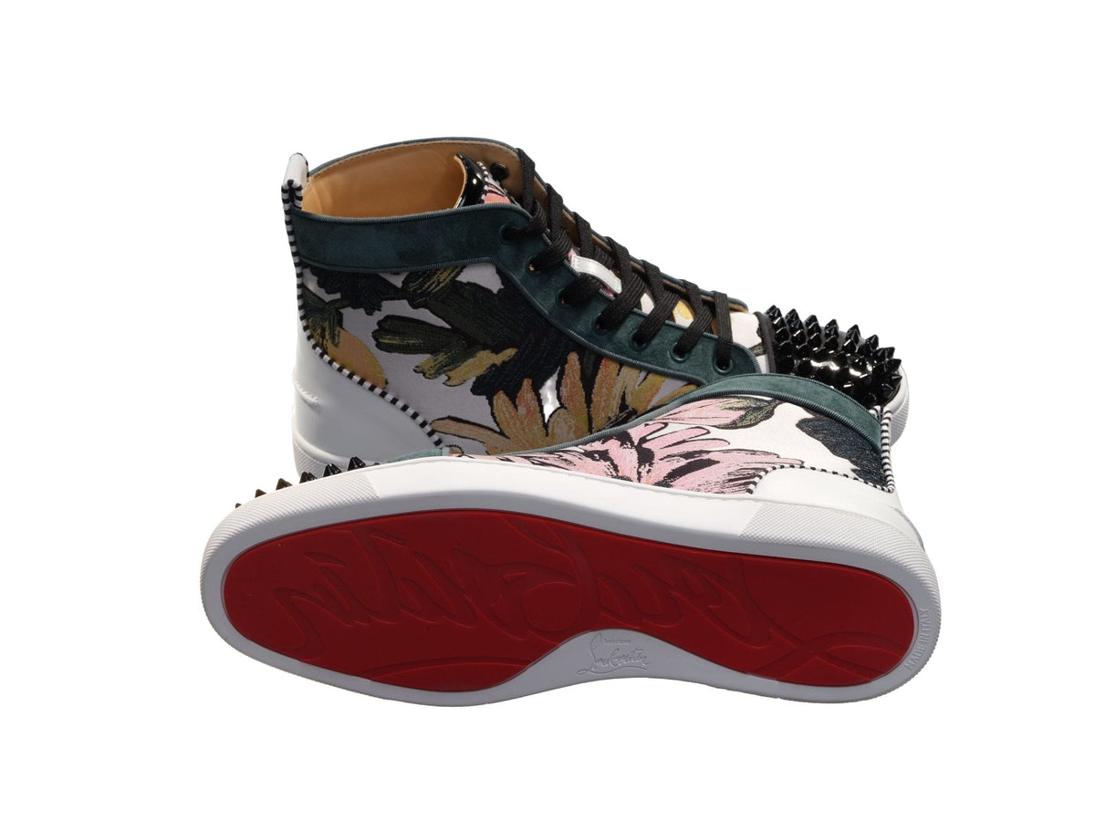 Baskets montantes plates en tissu imprimé Louis Spikes Orlato de Christian Louboutin