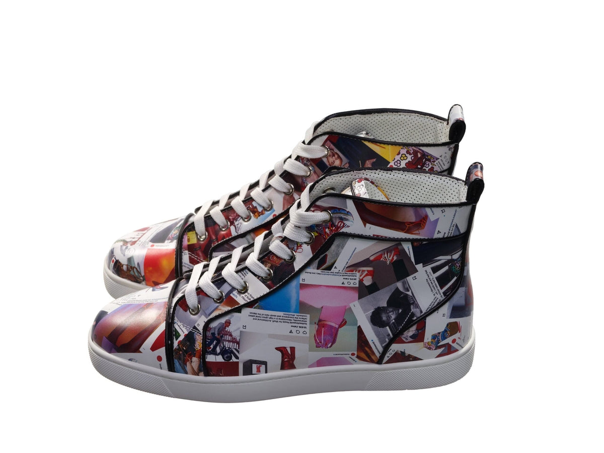 Christian Louboutin Louis Orlato Flat Leather Printed High Top Sneakers