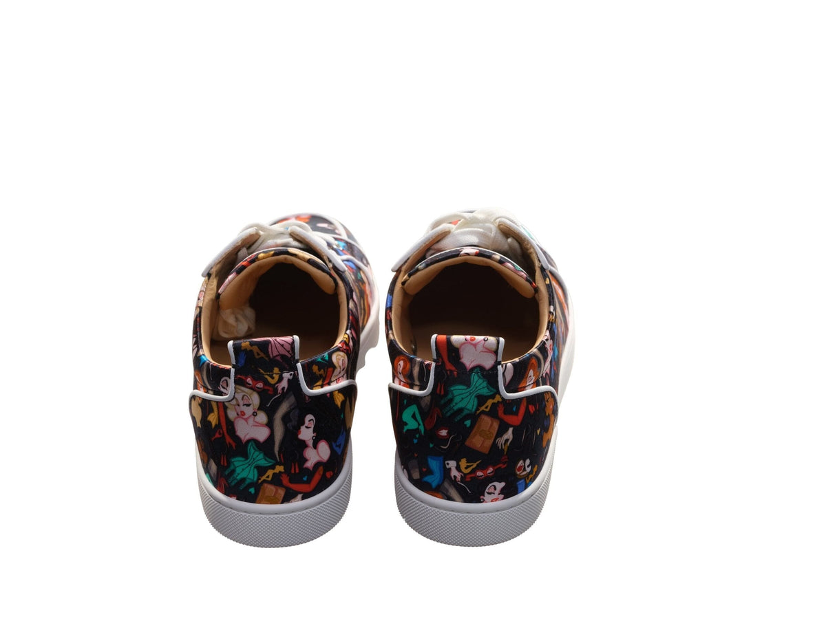 Christian Louboutin Rantulow Orlato Flat Crepe Satin Multicolor Edición limitada Dr Bored Print Sneakers