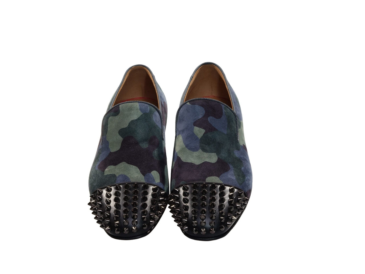 Christian Louboutin Spooky Flat Camouflage and Studded Slip On Shoes